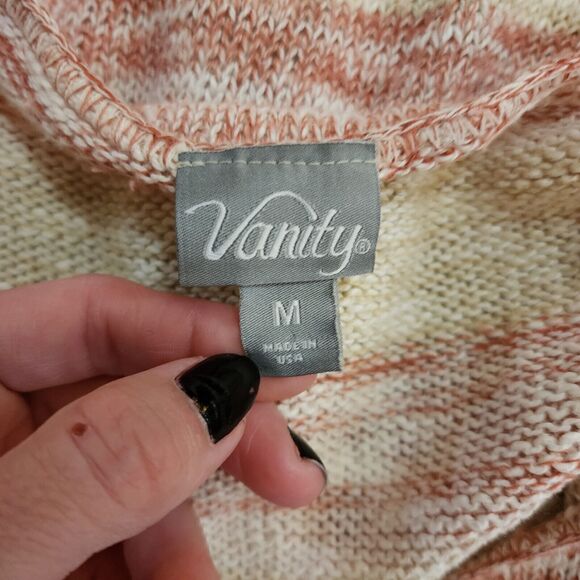 Vanity Womens Dolman Sweater Size M Pink V-Neck Drop Sleeve Ruched Open Knit - Picture 5 of 7